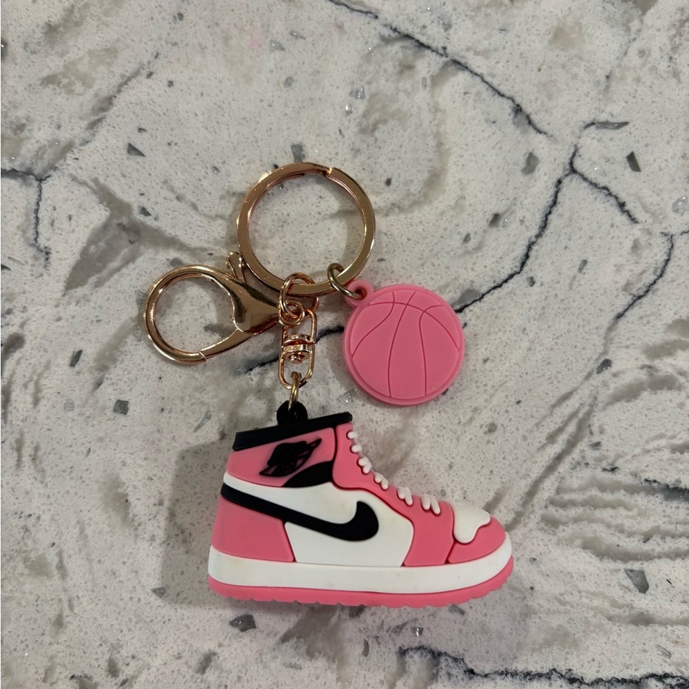 Pink and White Keychain